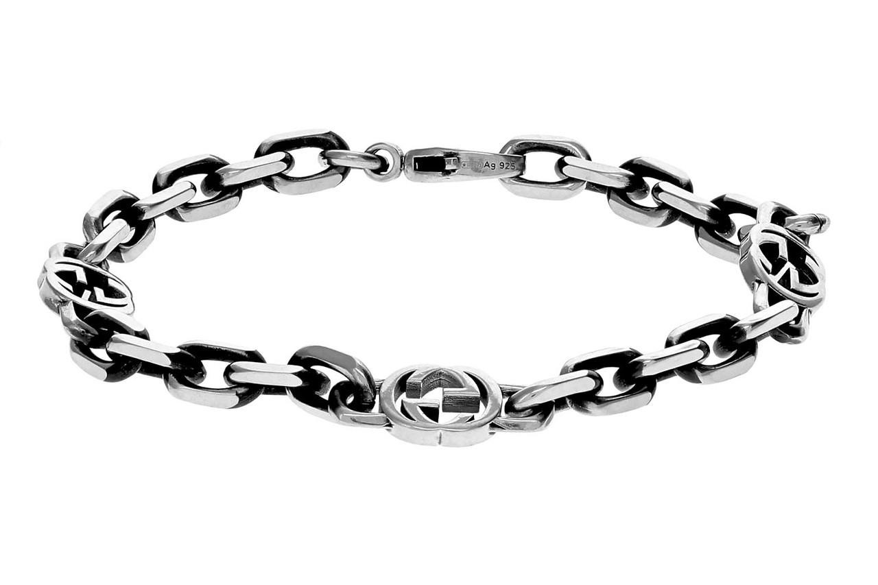 GUCCI Sterling Silver Interlocking GG Bracelet YBA6207980010