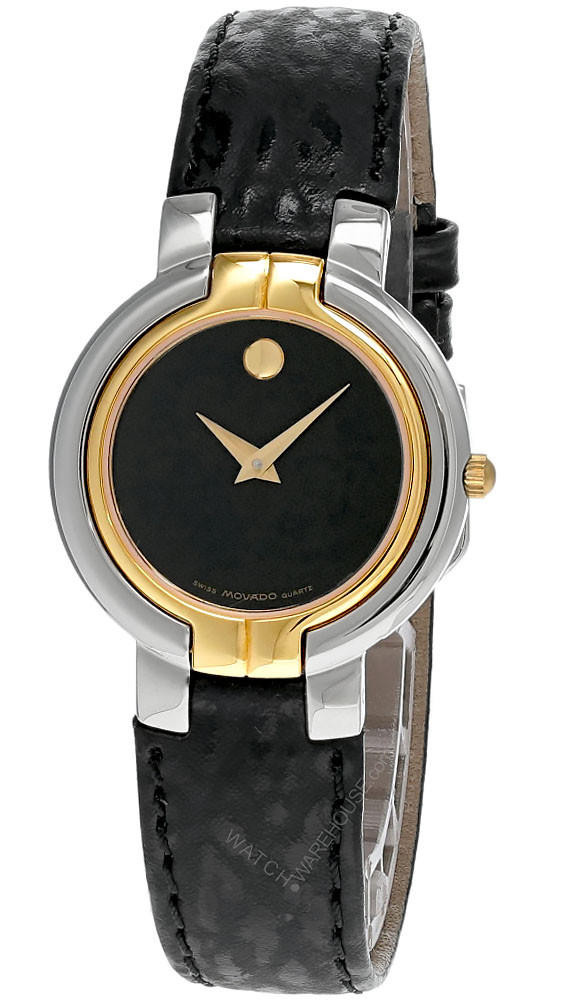 MOVADO 28MM Stainless Steel Black Dial Leather Women display picture 2
