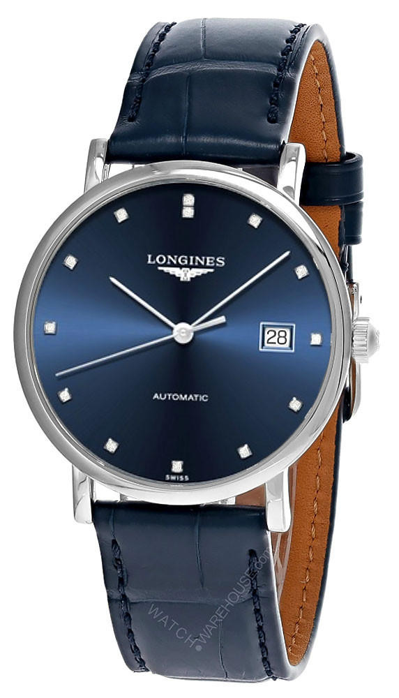 LONGINES Elegant AUTO 37MM Blue Dial Leather Men's Watch L4.810.4.97.2 / L48104972