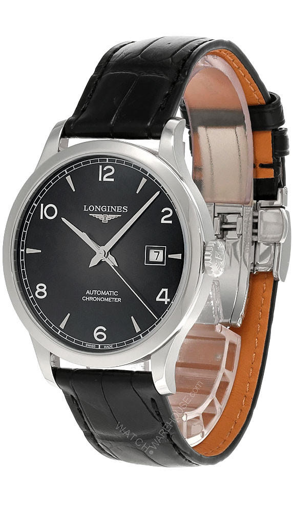 LONGINES Record 40MM AUTO Black Dial Leather Men's Watch L2.821.4