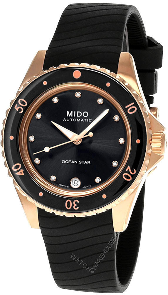 MIDO Ocean Star 36.5MM Diamond Black Strap Women