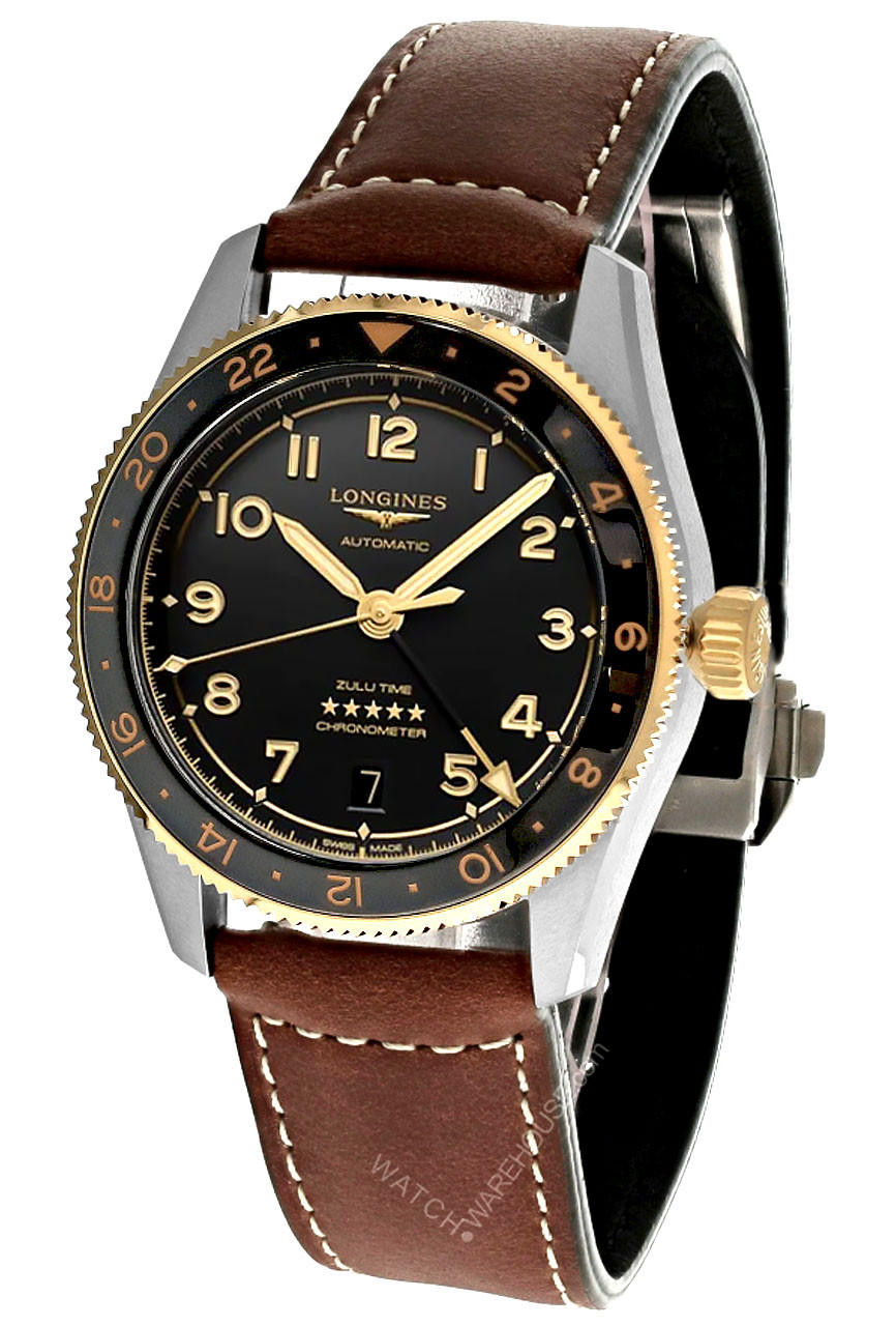 LONGINES Spirit Zulu Time Automatic 39MM Leather Men's Watch L3.802.5.53.2 / L38025532