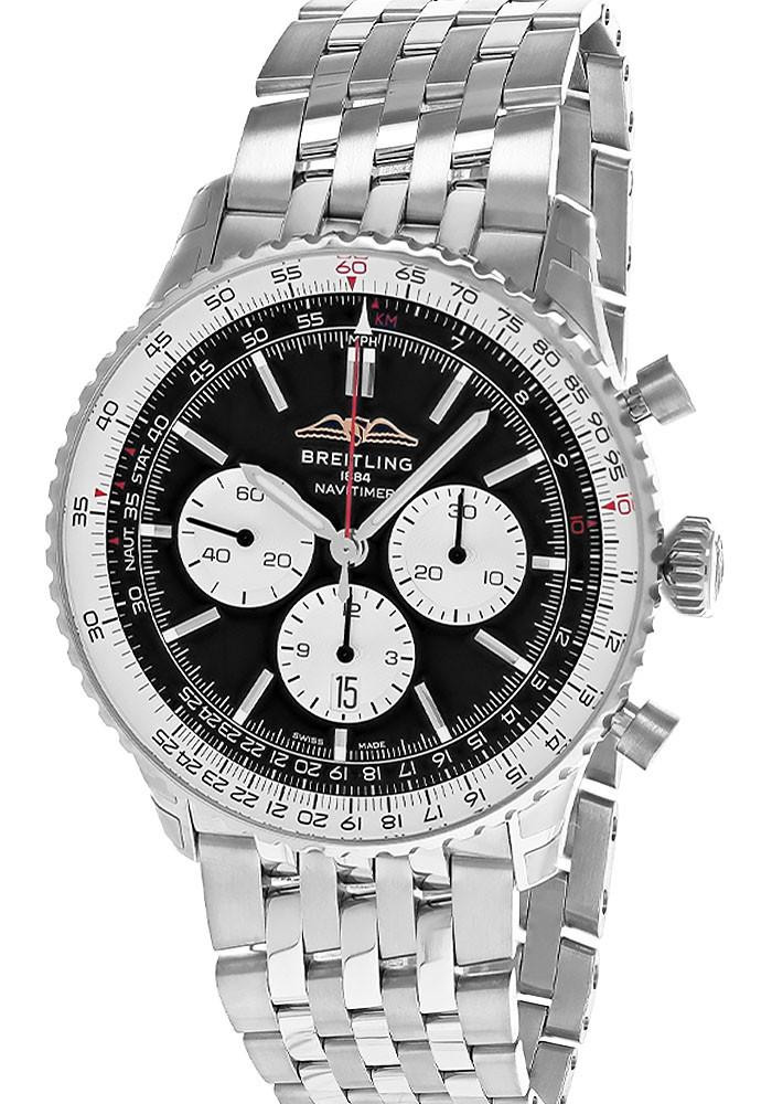 BREITLING Navitimer B01 CHRONO 46MM SS Black Dial Men's Watch AB0137211B1A1