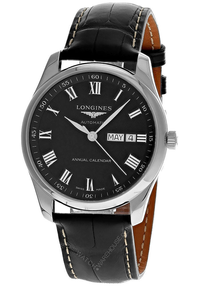 LONGINES Master Collection AUTO 40MM SS Black Dial LTHR Men's