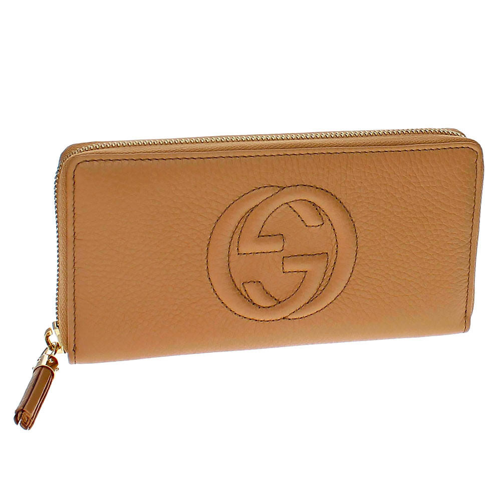 GUCCI Soho Zip Beige Leather Women's Wallet 598187 A7M0G 2754