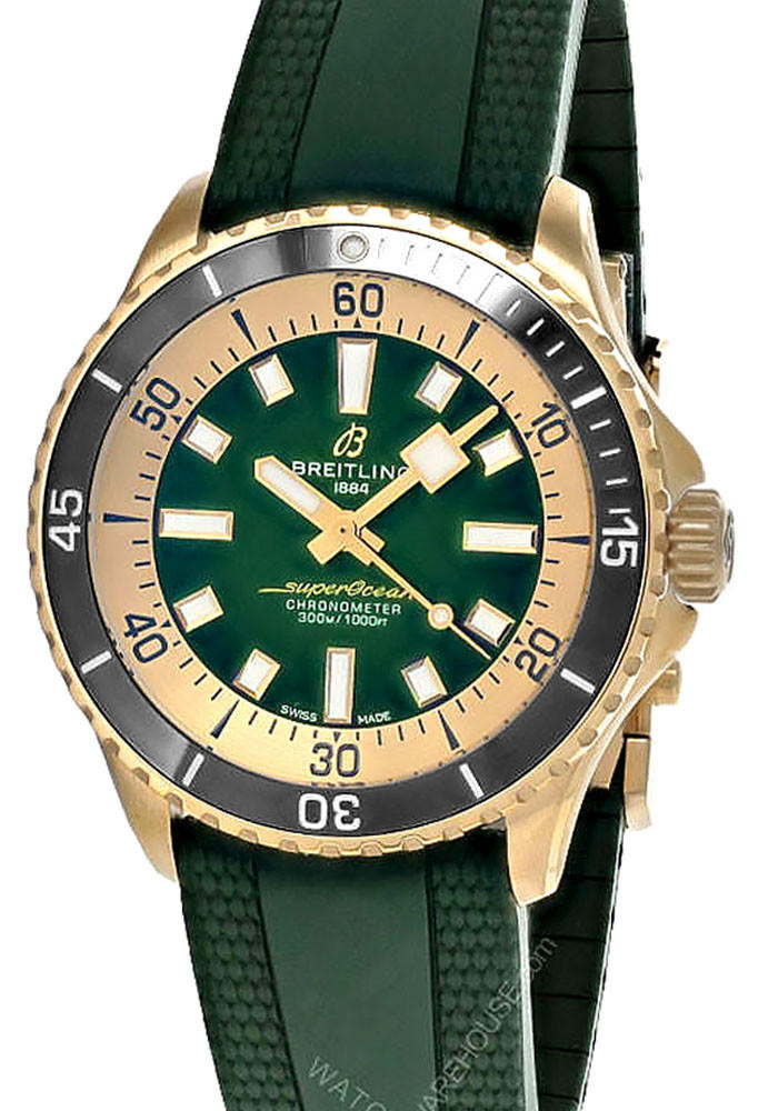 BREITLING Superocean AUTO 42MM Green Dial Rubber Men's Watch N17375201L1S1