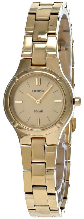 SEIKO Solar 24MM Gold Dial SS Women's Watch SUP068P1 | Fast & Free