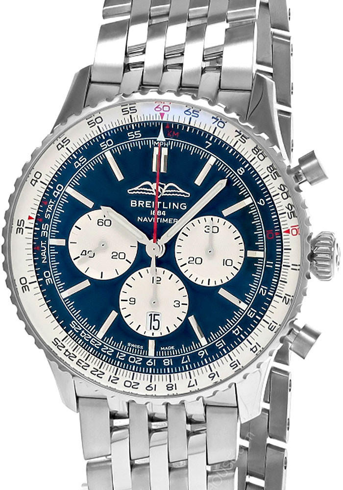 BREITLING Navitimer B01 CHRONO 46MM SS Blue Dial Men's Watch AB0137211C1A1