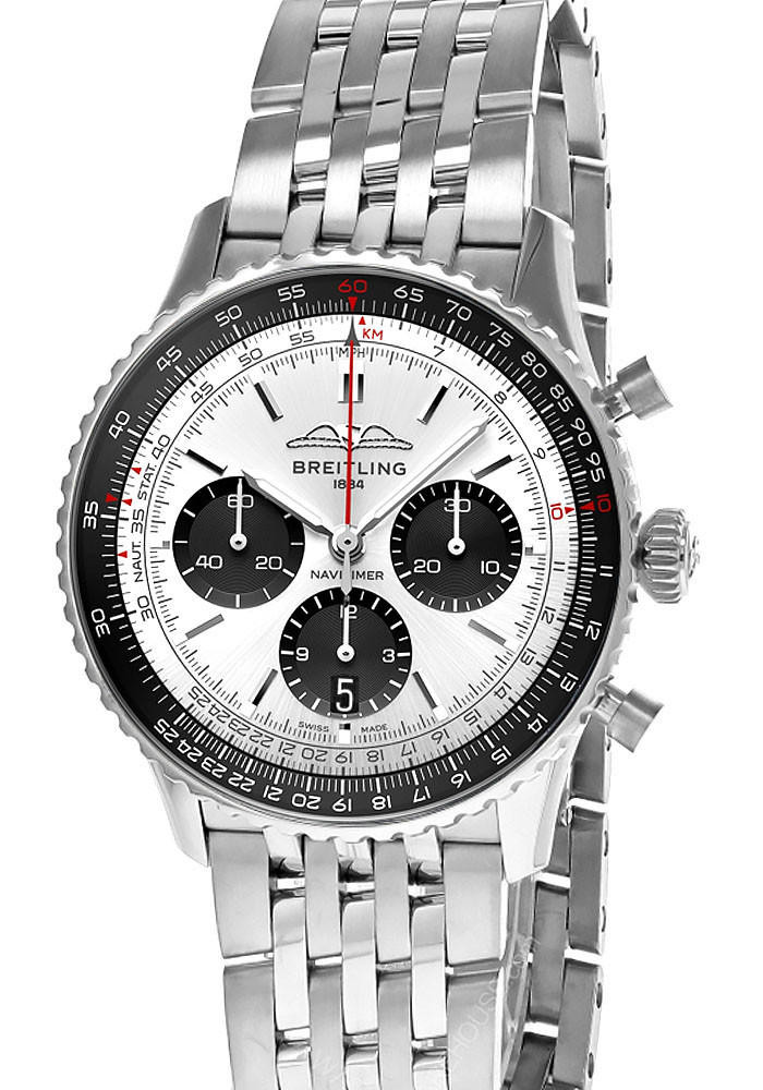 BREITLING Navitimer B01 CHRONO 43MM SS Silver Dial Men's Watch AB0138241G1A1
