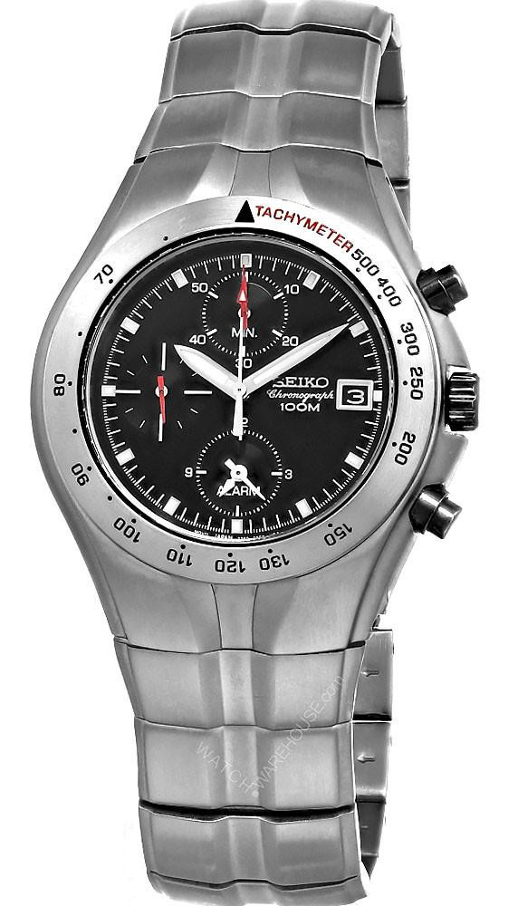 SEIKO Alarm Titanium Quartz Chronograph Tachymeter Men's Watch SNA067
