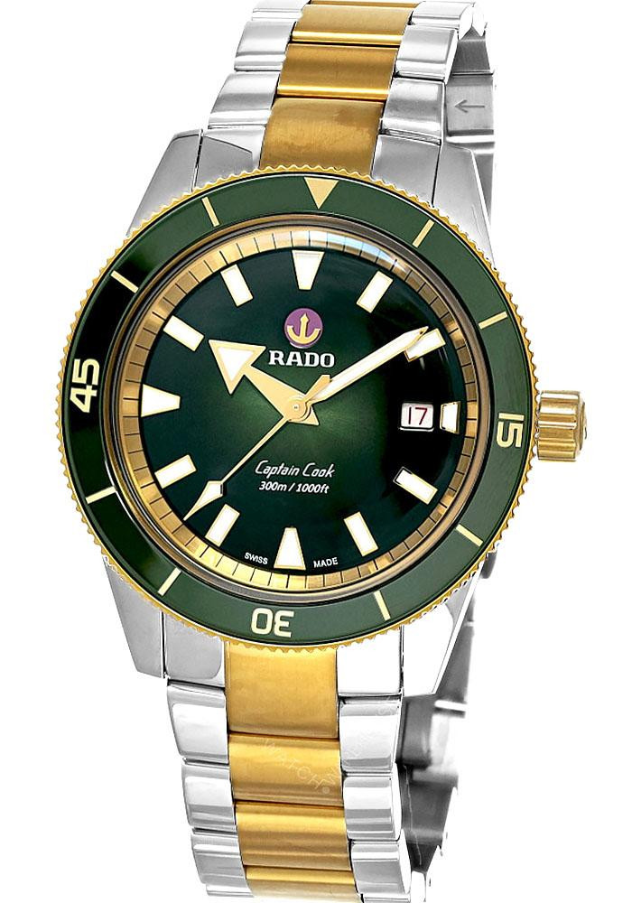 RADO Captain Cook Automatic 42MM Green Dial Two-Tone Men's Watch R32138303