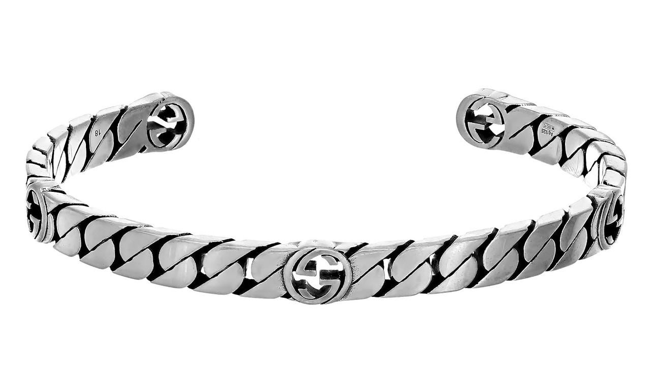 GUCCI Interlocking G Cuff Sterling Silver Bracelet YBA661526001 