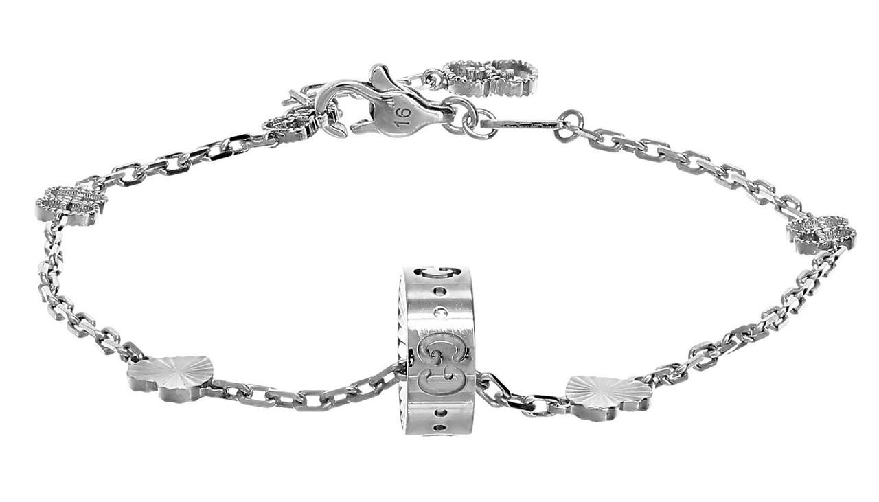 Gucci pierced heart bracelet rhinestone crystal arrow heart luxury Gucci Sterling Silver Heart Bracelet With Trademark | Neiman  main image 2