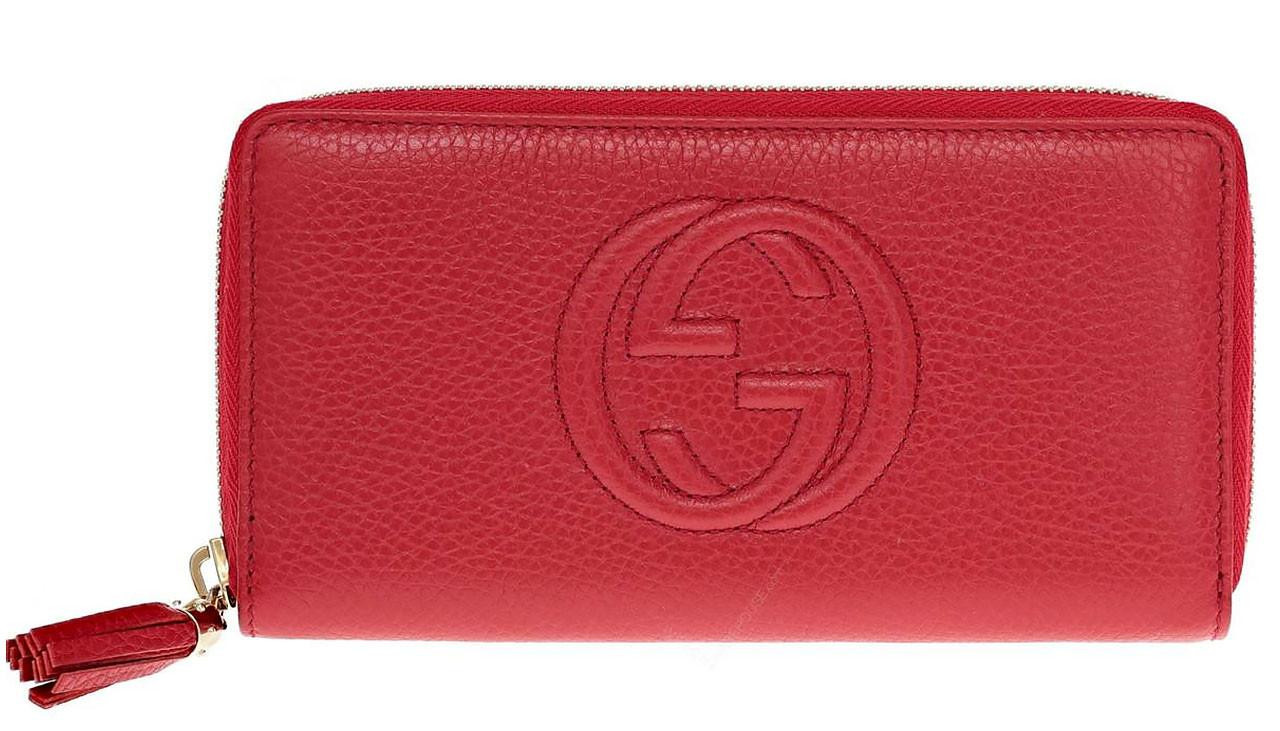 GUCCI Soho Leather Women's Red Long Zip Wallet 598187 A7MOG 6523