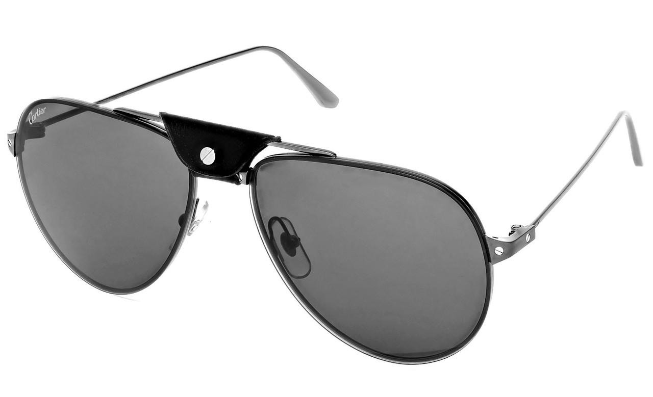 CARTIER Santos de Cartier 62-16-135 MM Black/Gray Men's Sunglasses CT0166S  006