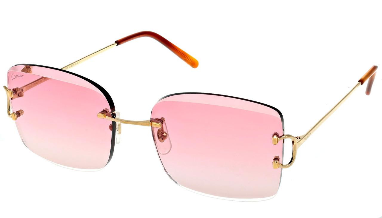 CARTIER C-Design 57-18-140 MM Rimless Pink Lens Sunglasses