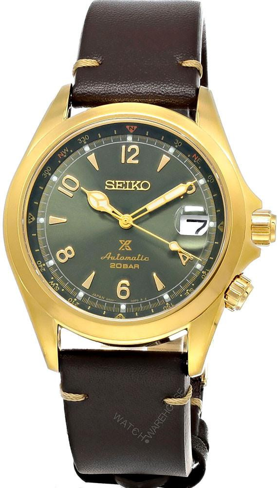 SEIKO Prospex Automatic 39.5MM Green Dial Brown Leather Men's Watch SPB210