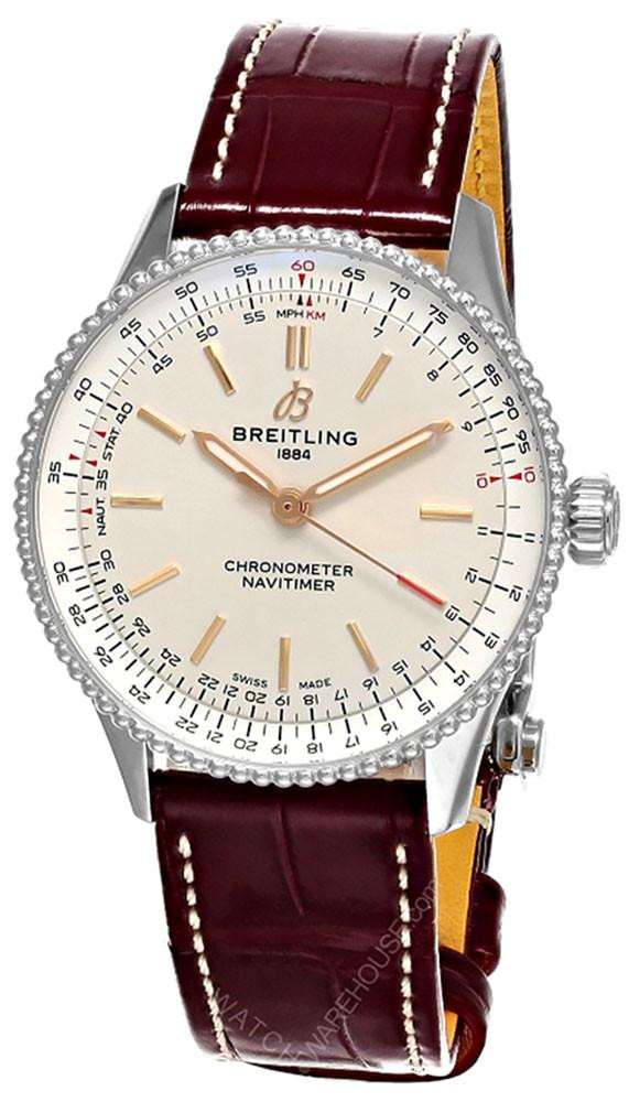 BREITLING Navitimer Automatic 36MM Burgundy Leather Unisex Watch