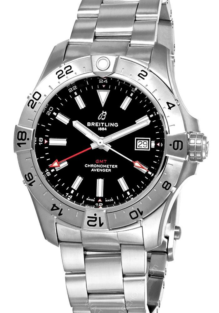 BREITLING Avenger Automatic GMT 44MM Black Dial Men's Watch A32320101B1A1