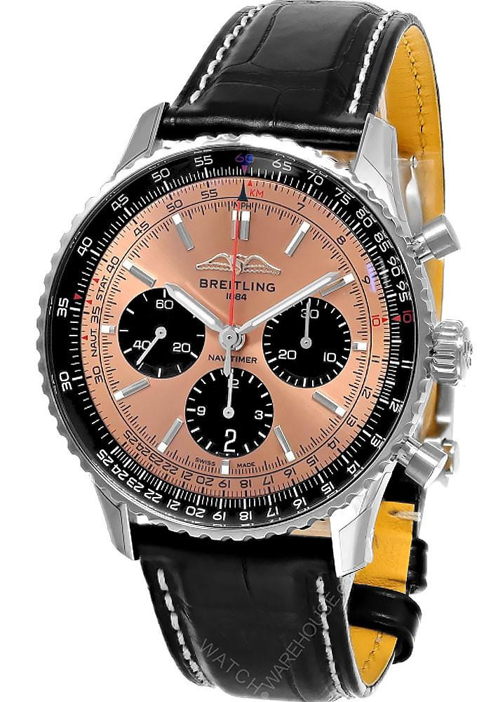 BREITLING Navitimer B01 Chronograph 43MM Copper Dial Leather Men's Watch AB0138241K1P1