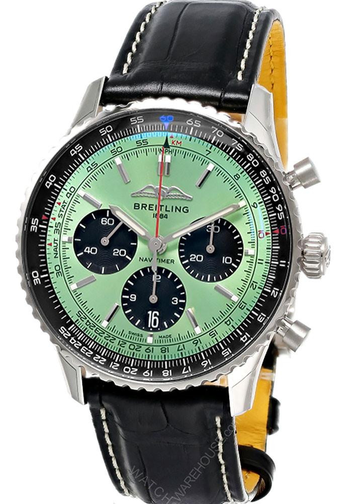 BREITLING Navitimer B01 Chronograph Automatic 43MM Green Dial Men's Watch AB0138241L1P1