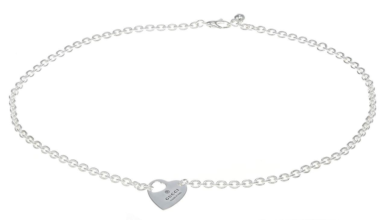 GUCCI Trademark Heart Sterling Silver Chain Necklace