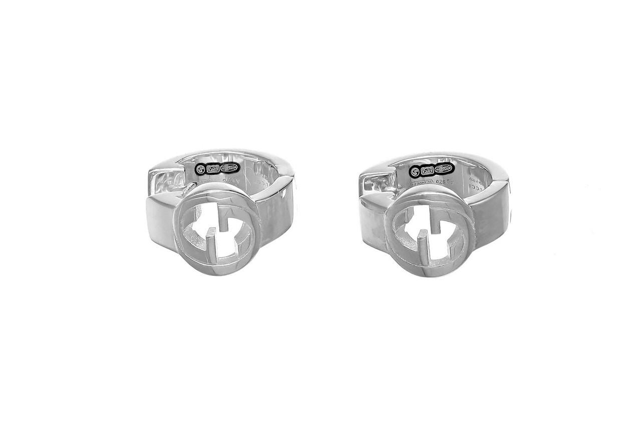 GUCCI Interlocking G Sterling Silver Hoop Earrings