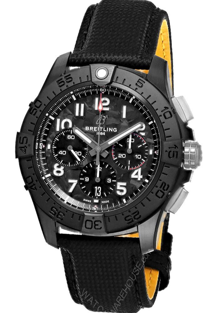 BREITLING Avenger B01 Chronograph 44MM Black Leather Men's Watch SB0147101B1X1