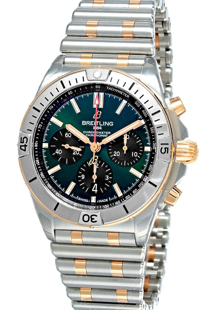 BREITLING Chronomat B01 42MM Green Dial Two-Tone Men's Watch UB0134131L1U1