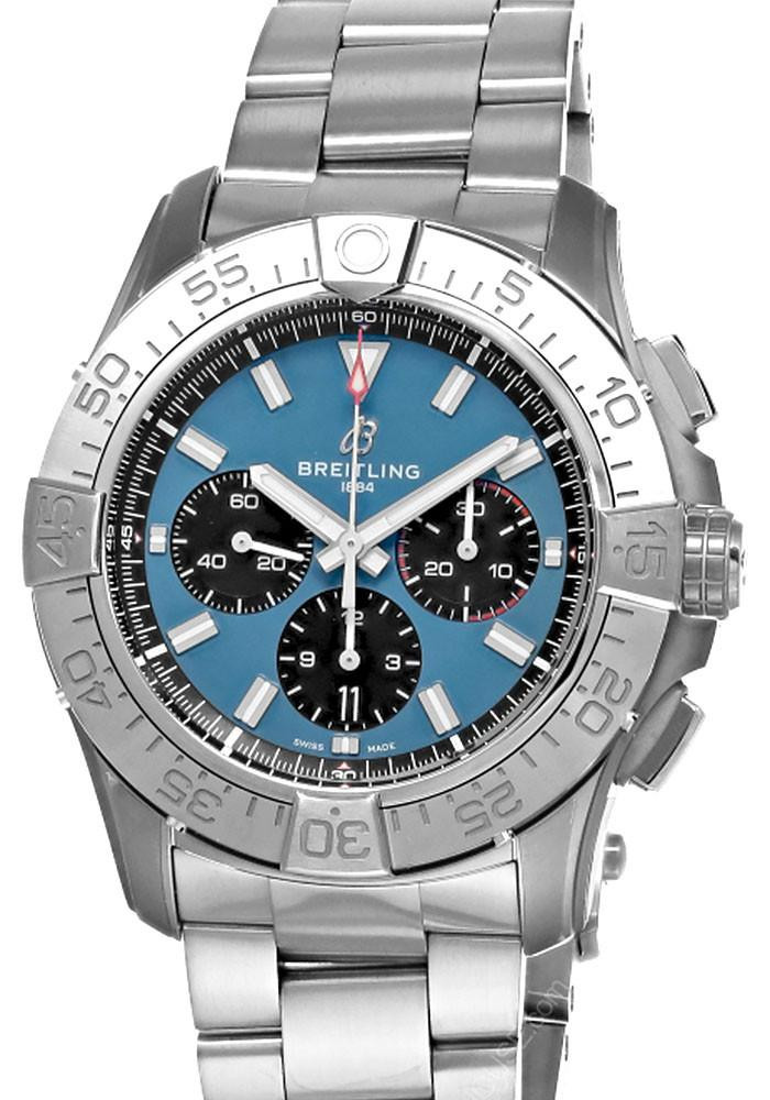 BREITLING Super Avenger B01 Chronograph 46MM Titanium Blue Dial Men's Watch EB0148101C1E1