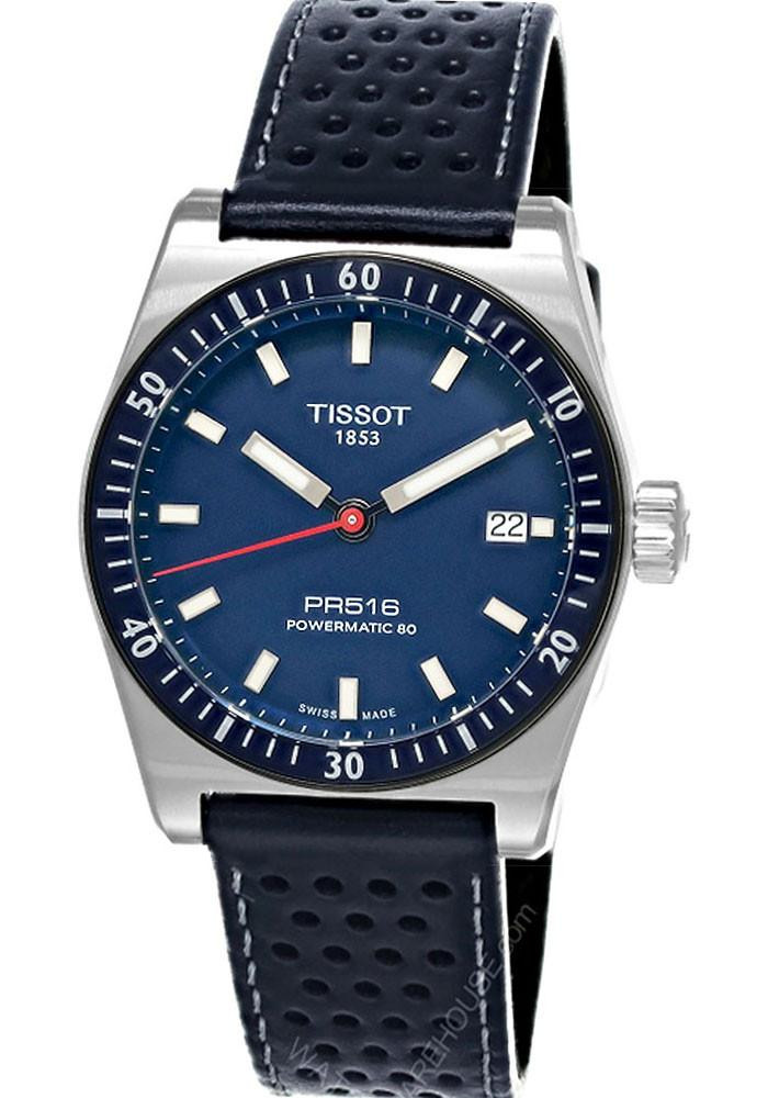 TISSOT T-Sport PR516 Powermatic 80 38MM Blue Leather Men's Watch T149.407.16.041.00 / T1494071604100