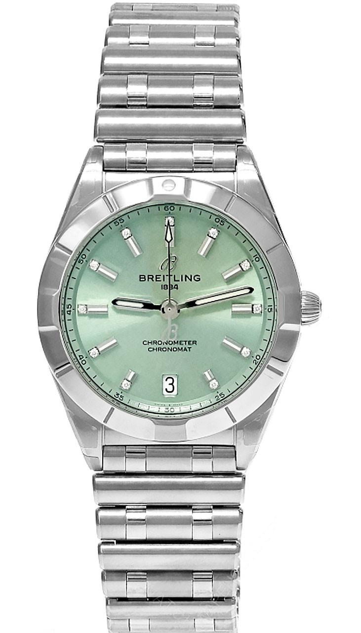 BREITLING Chronomat Quartz SS 32MM Green Dial Women's Watch A77310101L1A1