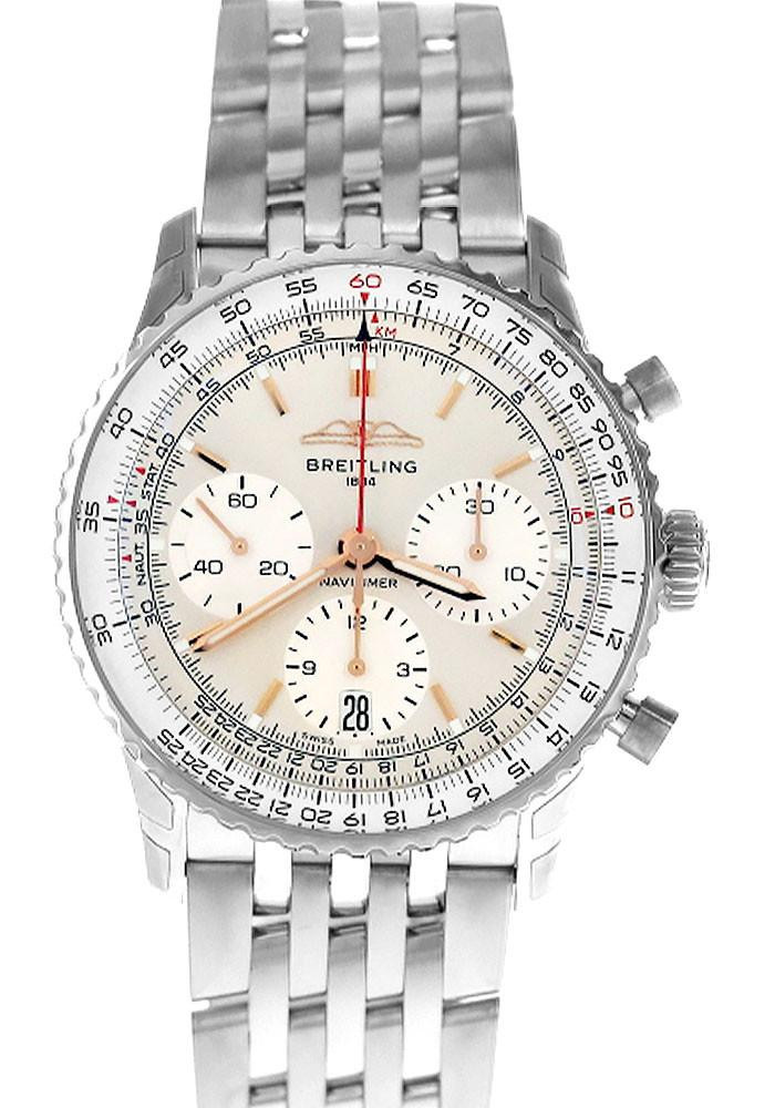 BREITLING Navitimer B01 Automatic Chronograph 41MM Silver Dial Men's Watch AB0139211G1A1