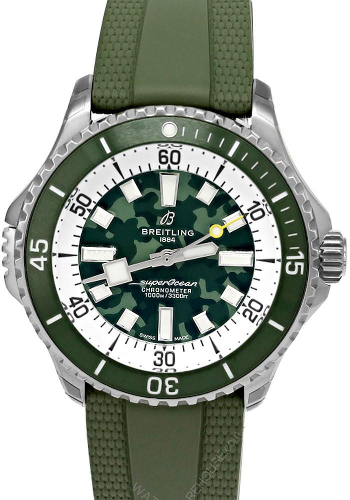 BREITLING Superocean Automatic 46MM Super Diver Rubber Men's Watch E10379D31L1S1