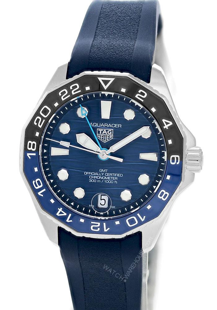 TAG HEUER Aquaracer Professional 300 GMT 42MM Blue Dial Rubber Men's Watch WBP5114.FT6259