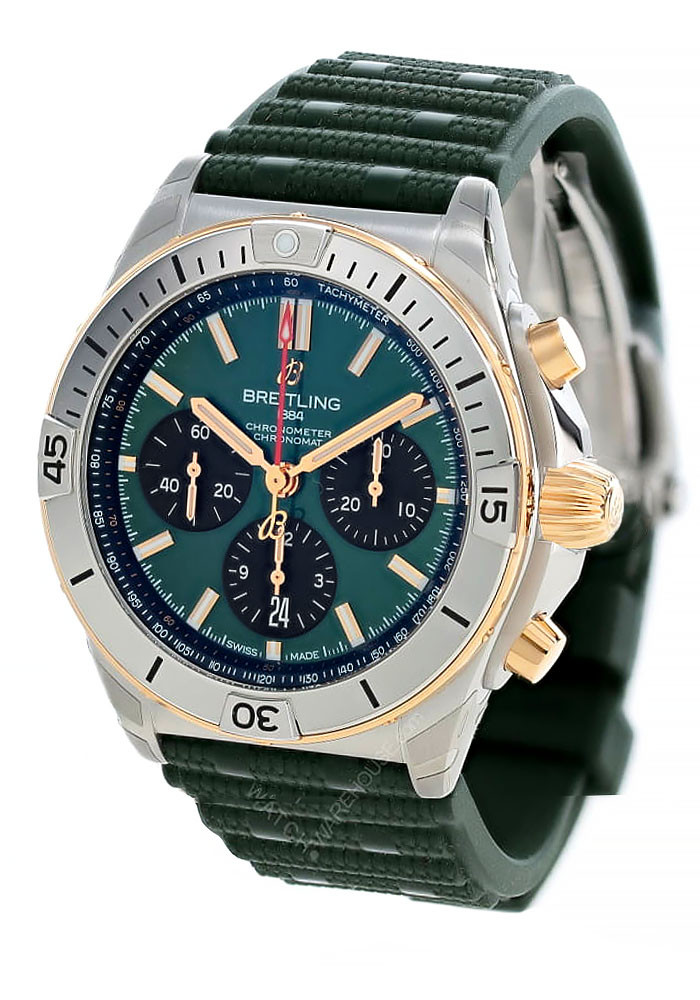 BREITLING Chronomat B01 42MM Green Dial Rubber Men's Watch UB0134131L1S1