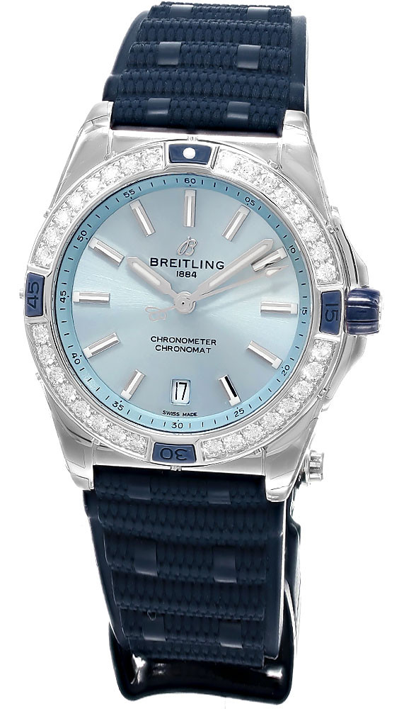 BREITLING Super Chronomat Automatic 38MM Blue Dial Rubber Men's Watch A17356531C1S1