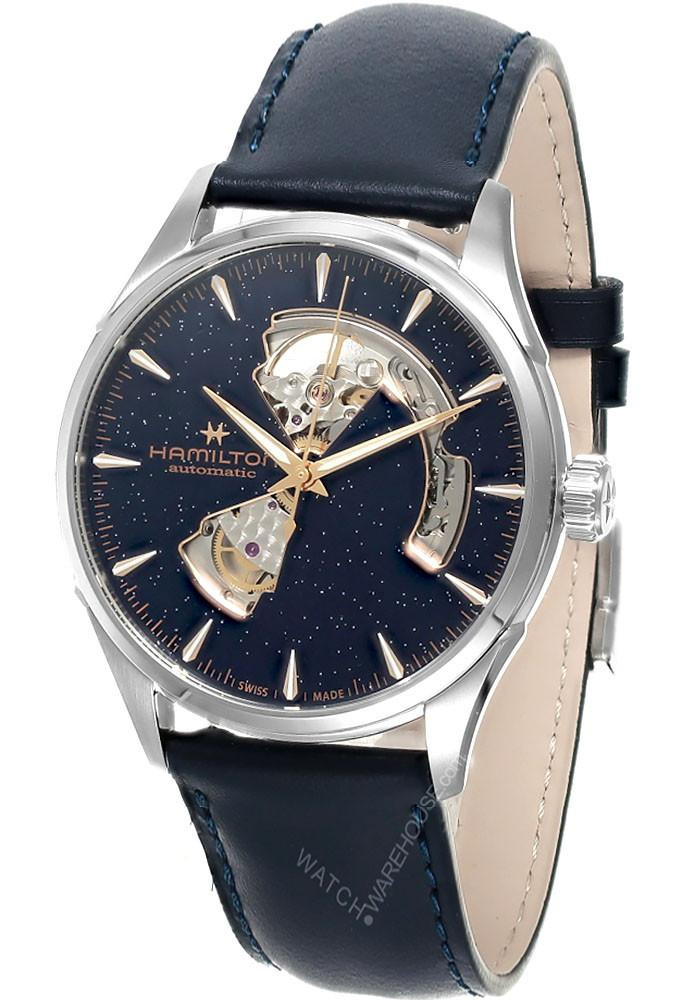 HAMILTON Jazzmaster Open Heart Automatic 42MM Blue Dial Leather Men's Watch H32705640