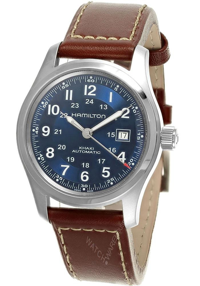 HAMILTON Khaki Field Automatic 42MM Blue Dial Leather Men's Watch