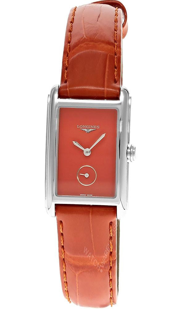 LONGINES DolceVita Quartz 23.3x37MM Orange Dial Leather Women's