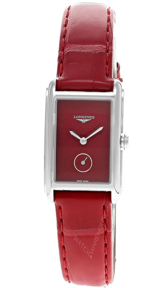 LONGINES DolceVita Quartz 23.3x37MM Red Dial Leather Women's Watch