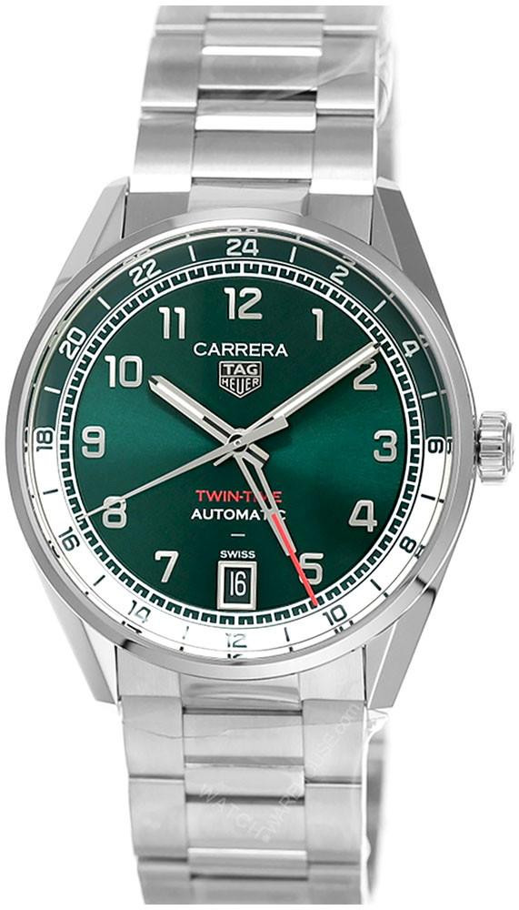 TAG HEUER Carrera Date Twin-Time Automatic 41MM Green Dial Men's Watch WDA2114.BA0043