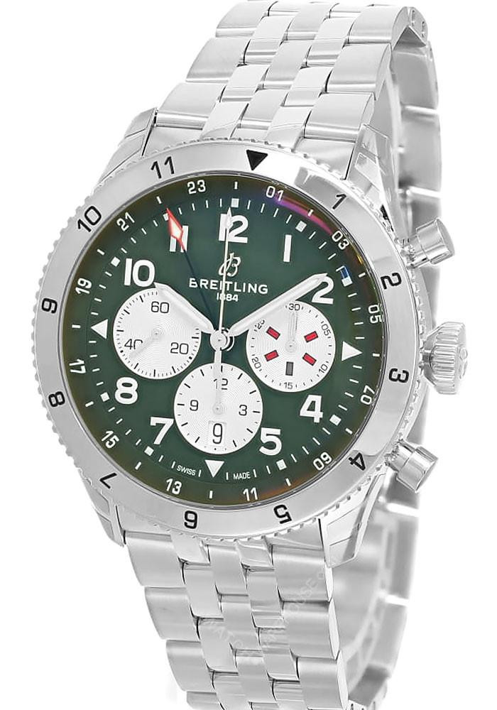 BREITLING Super Avi B04 Chronograph GMT 46MM Curtiss Warhawk Green Dial Men's Watch AB04452A1L1A1