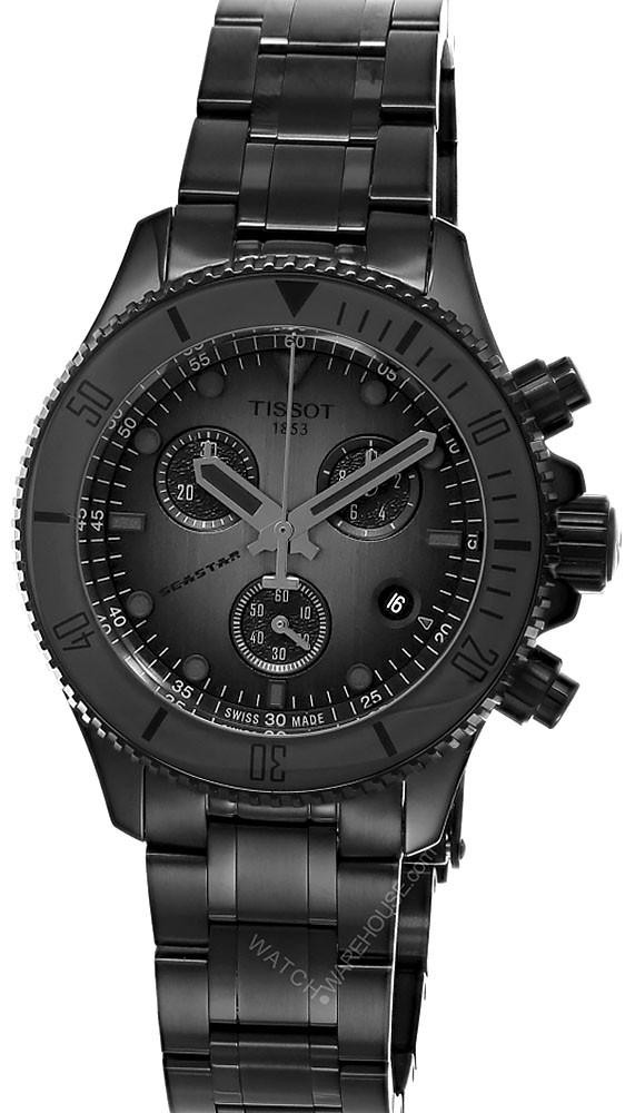 TISSOT SEASTAR QUARTZ ブラック Tissot Tissot Seastar Quartz Black Dial, Steel Bracelet