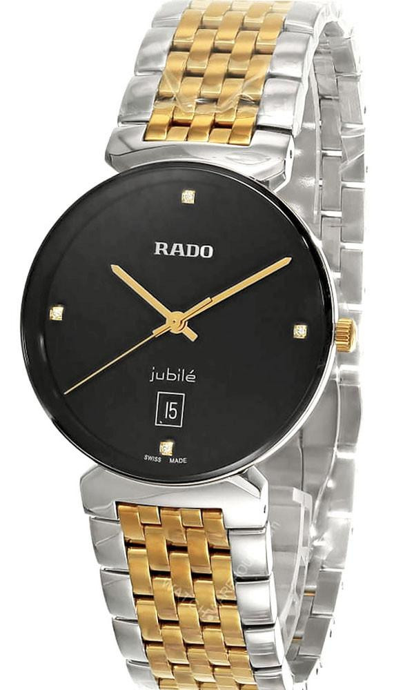 RADO FLORENCE ブラック ゴールド ペア腕時計 Rado Florence Classic Diamonds Stainless Steel Black Dial Womens
