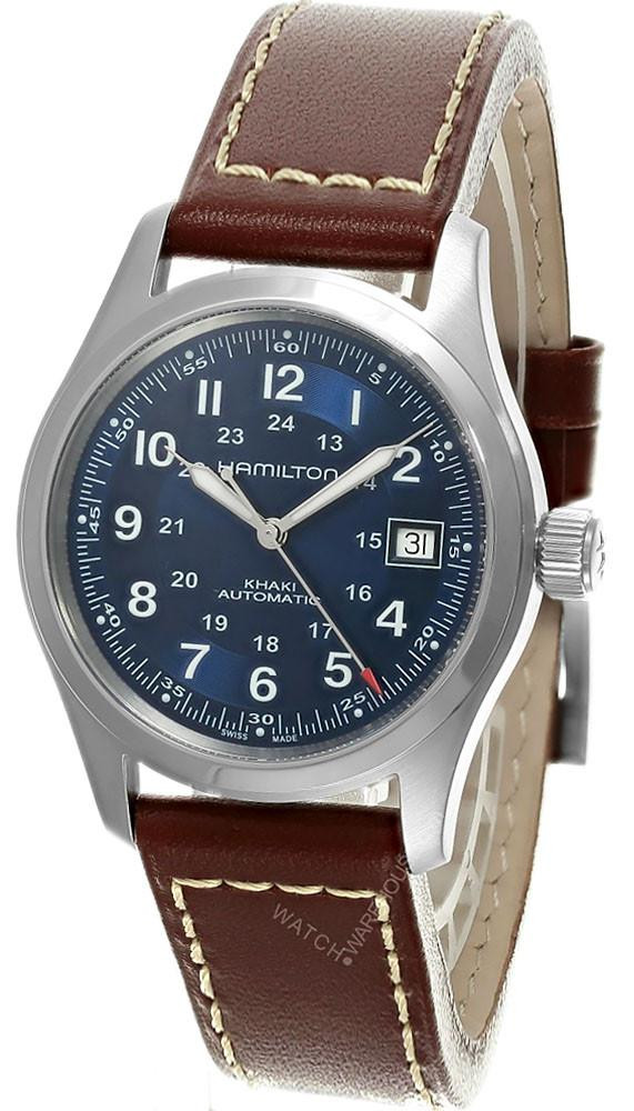 HAMILTON Khaki Field Automatic 38MM Blue Dial Leather Men's Watch