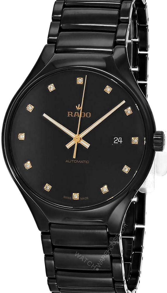 RADO True Round Quartz 40MM 12 Diamond Black Dial Men's Watch R27056732
