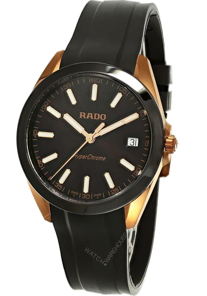 RADO Hyper Chrome Quartz 41.5MM Brown Dial Rubber Men's Watch R32281309