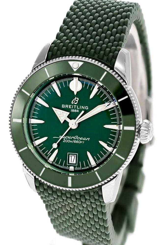 BREITLING Superocean Heritage B31 Automatic 44MM Green Dial Rubber Men's Watch AB3112361L1S1
