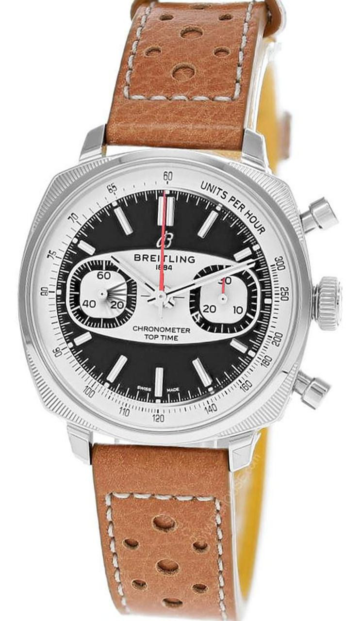 BREITLING Top Time B01 Racing Automatic 38MM Black Dial Leather Men's Watch AB01771A1B1X1